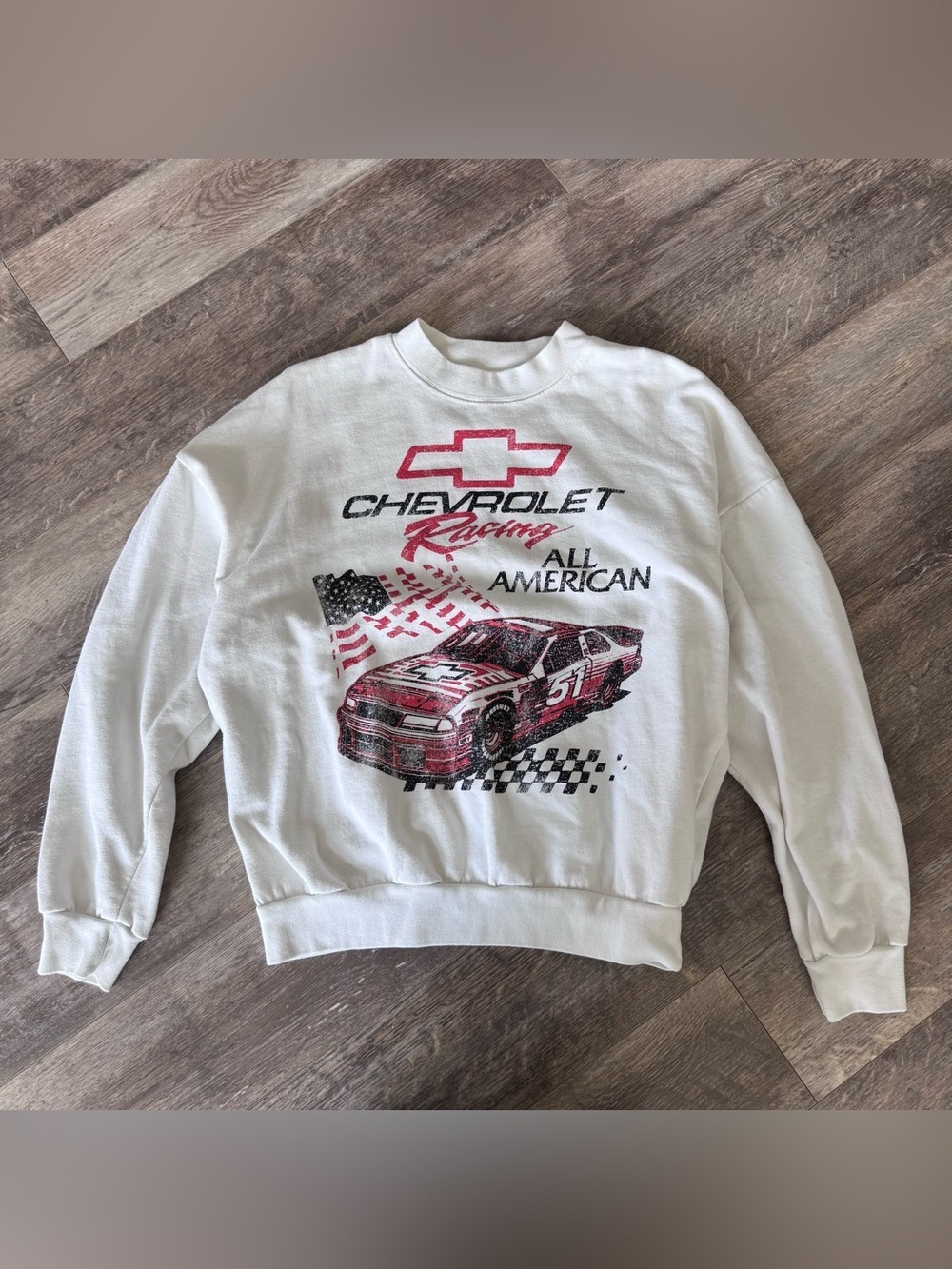 Chevrolet Racing All American Crewneck Sweatshirt Mockneck - White/Red